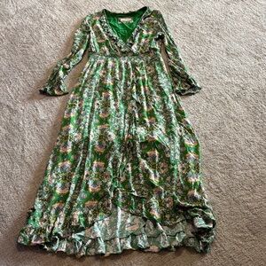 Anthropologie Green Floral Dress